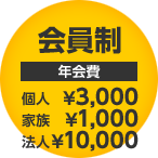 会員制　年会費　個人¥3,000　法人¥10,000